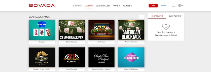 Bovada Casino Blackjack