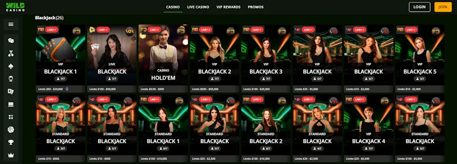 Wild Casino Live Dealer Blackjack