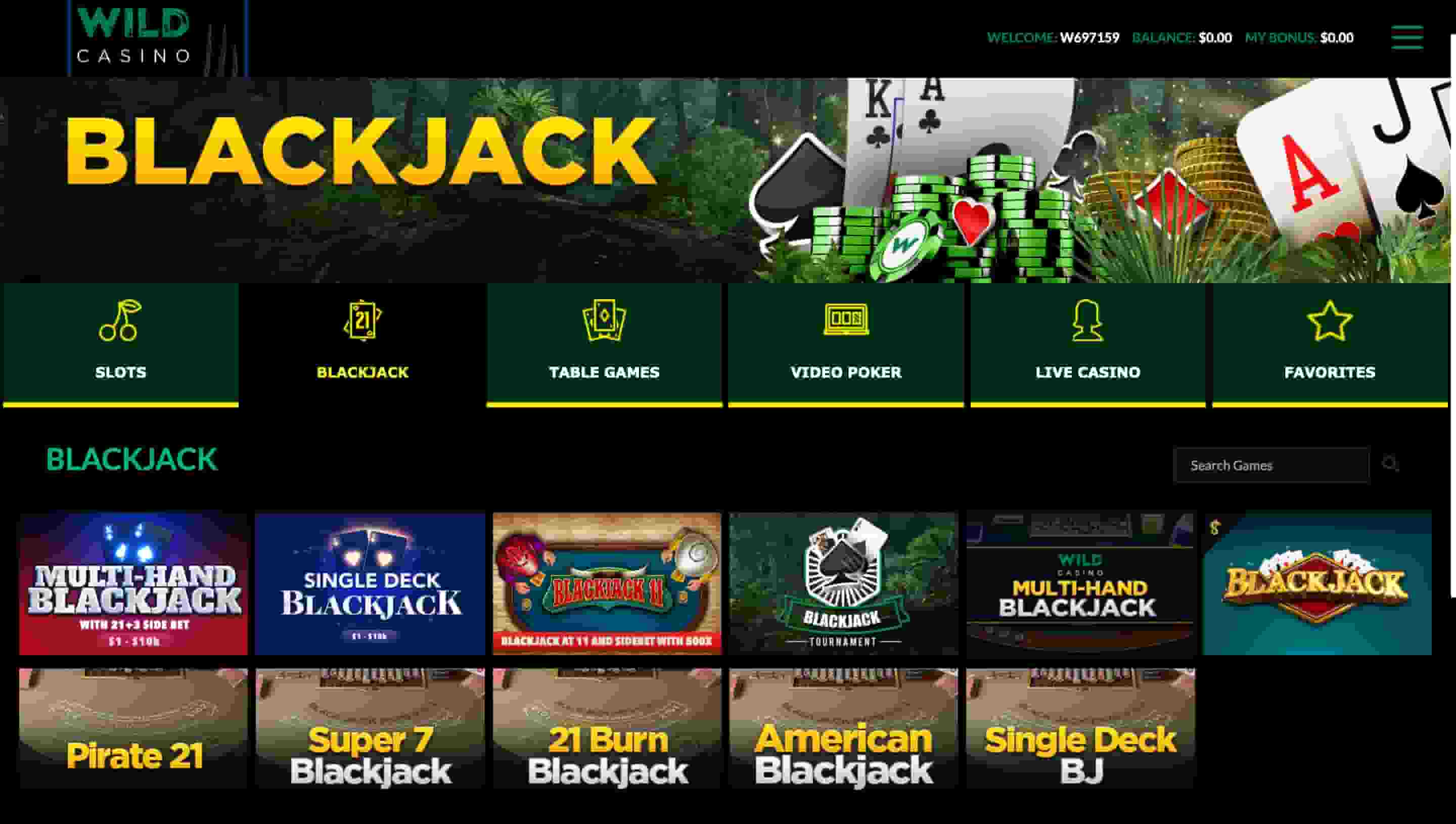 Wild Casino Blackjack