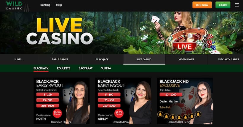 Wild Casino promo codes Live Dealer Games