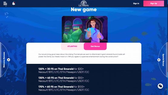 Las Atlantis Free Spins Offers