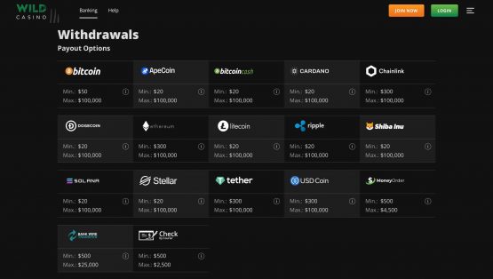 Wild Casino Payout Methods