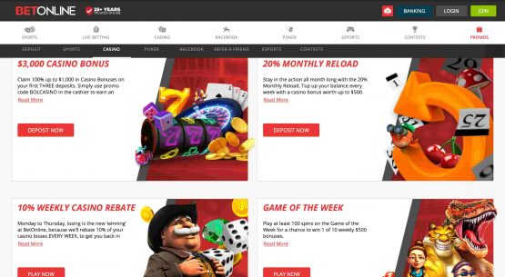 BetOnline Casino Bonuses