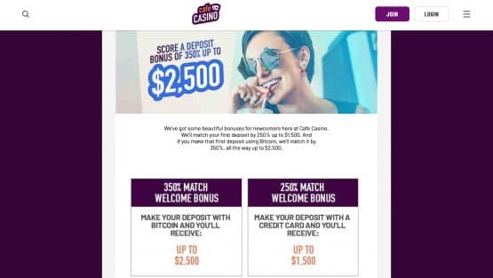 Cafe Casino Matched Deposit Bonus