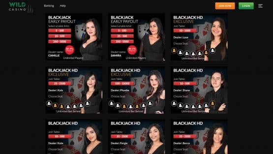 Wild Casino Live Blackjack