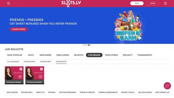 Slots.lv Live Roulette