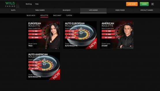 Wild Casino Live Roulette