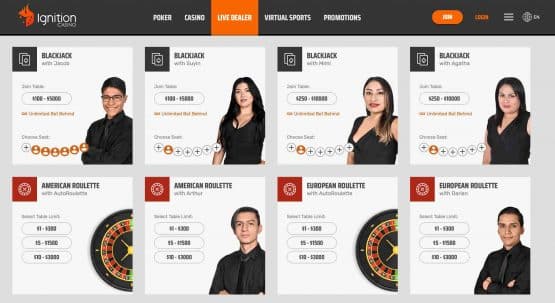 Play Ignition Live Roulette