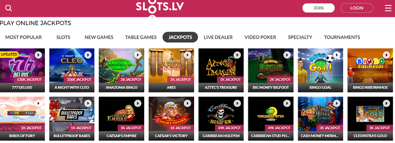 Slots.lv Jackpots