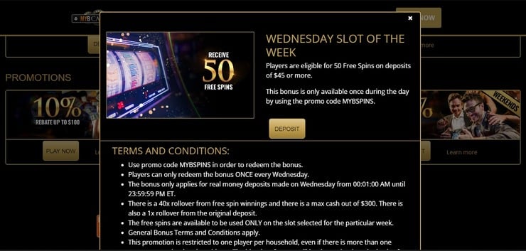 MyB Casino free spins bonus