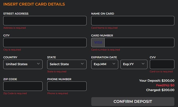 MyBookie Visa Deposit