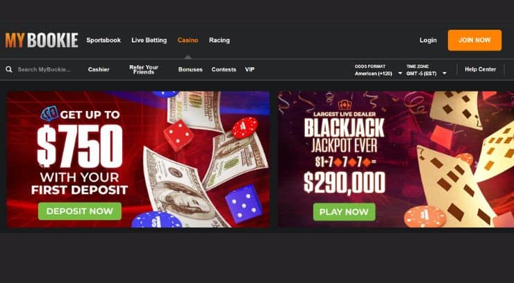 MyBookie homepage
