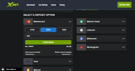 XBet deposit