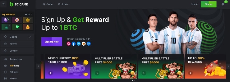BTC casinos - BC Game