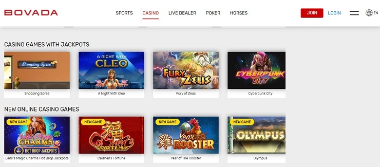 Bovada jackpot games