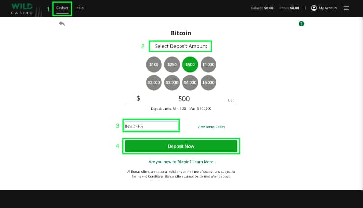 Register at Wild Casino Step 4