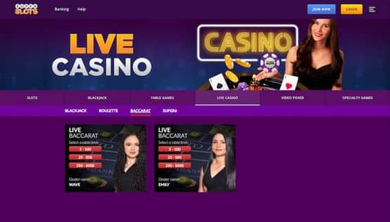 Super Slots Live Dealer Baccarat