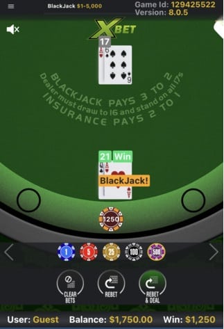 Blackjack casino game