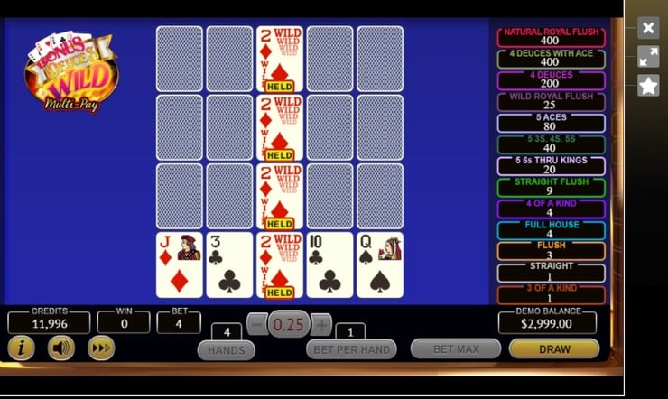 Video poker game
