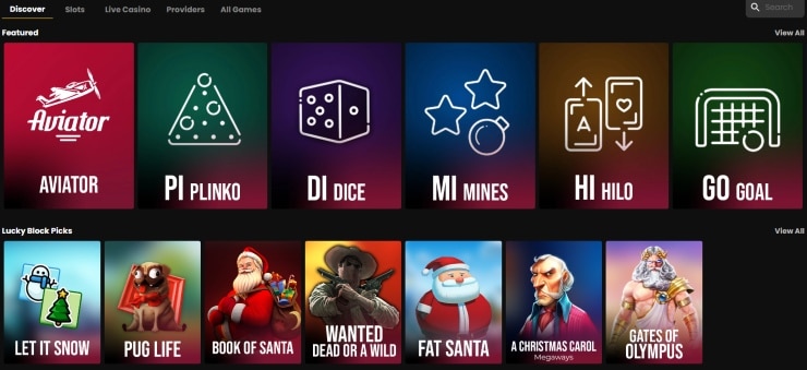 Lucky Block Casino Games Lobby