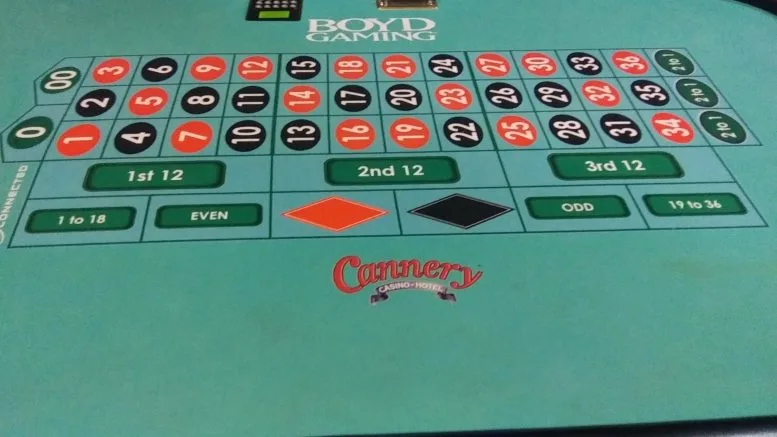00 roulette table game felt at Cannery Casino