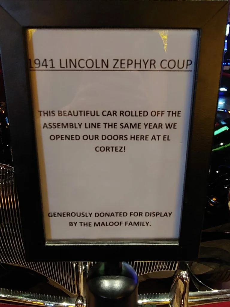 1941 Lincoln Zephyr Coup at El Cortez Hotel & Casino