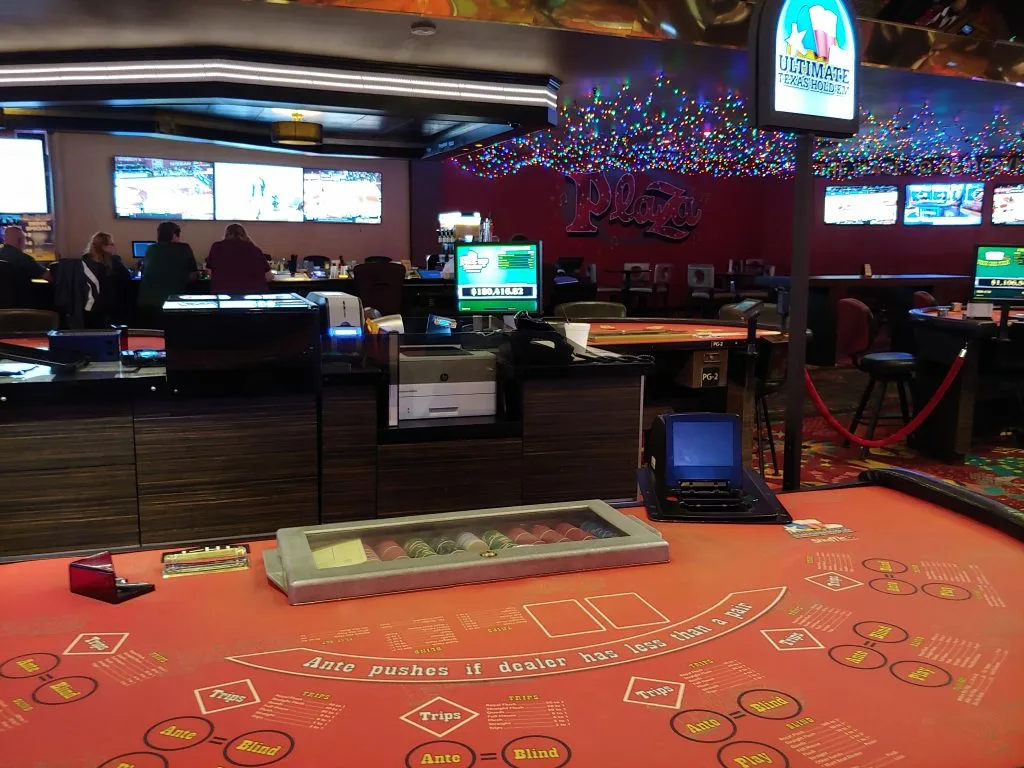 Ultimate Texas Hold'em (UTH) table at Plaza Casino