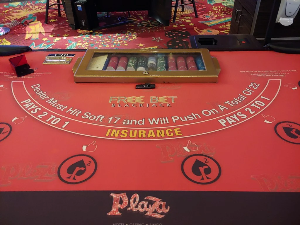 Free Bet Blackjack table at Plaza Casino