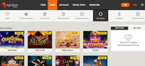 ignition online casino games