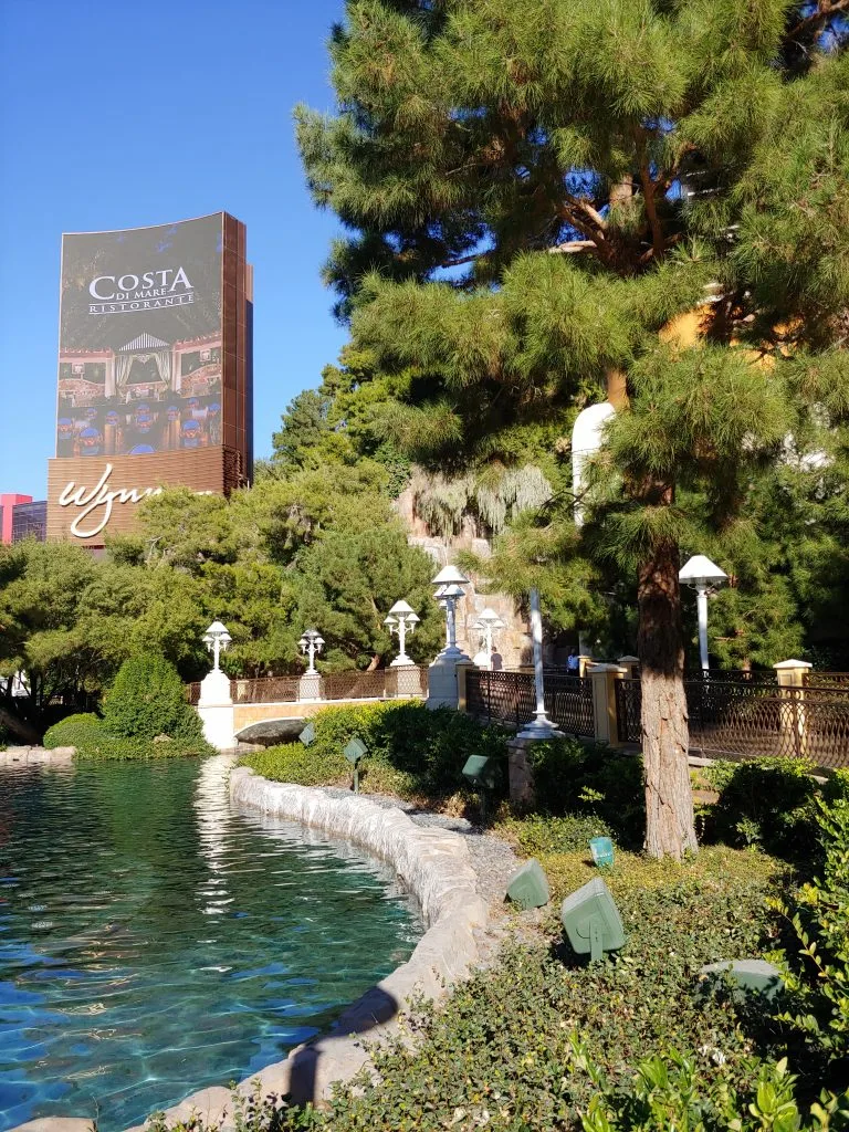 Wynn Casino sign and lake