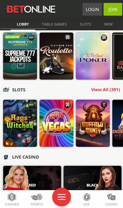 BetOnline Casino Mobile