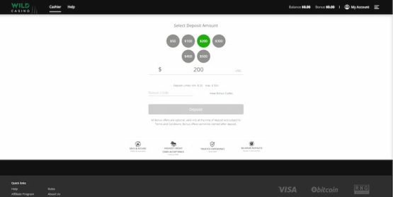 wild casino step 2 deposit