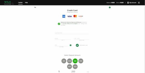 wild casino step 2 deposit