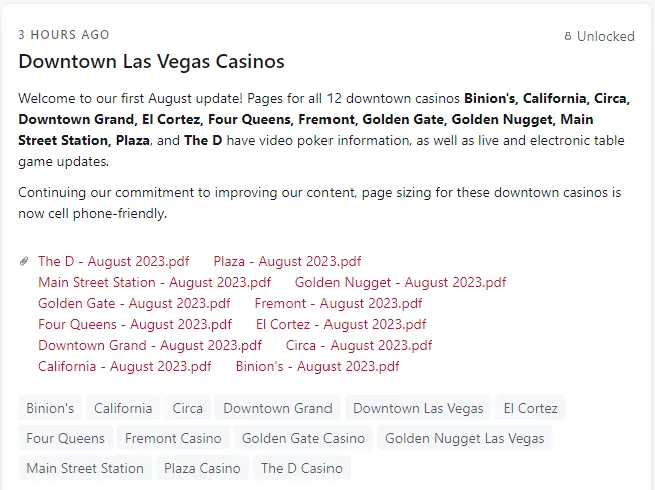 Downtown LV Casinos Post on Patreon