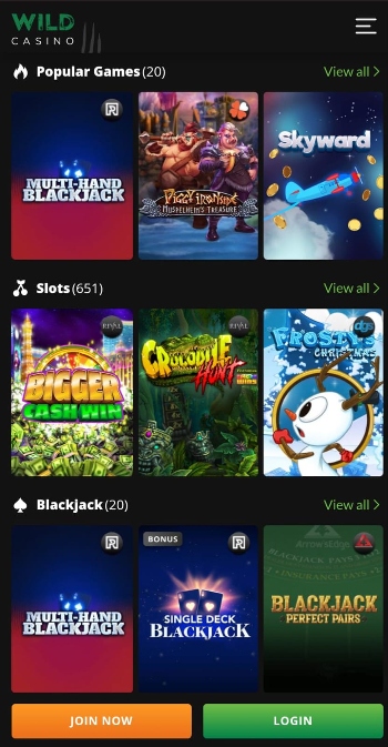 Wild Casino promo codes Mobile App