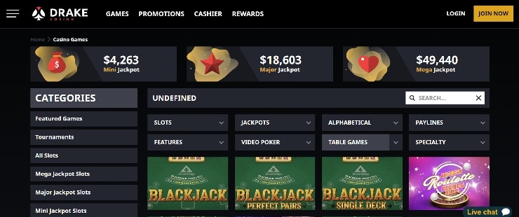 Blackjack at Drake Casino
