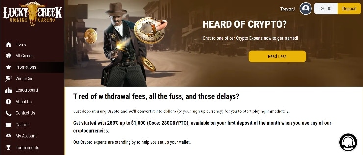 Lucky Creek Casino Review Crypto Bonus