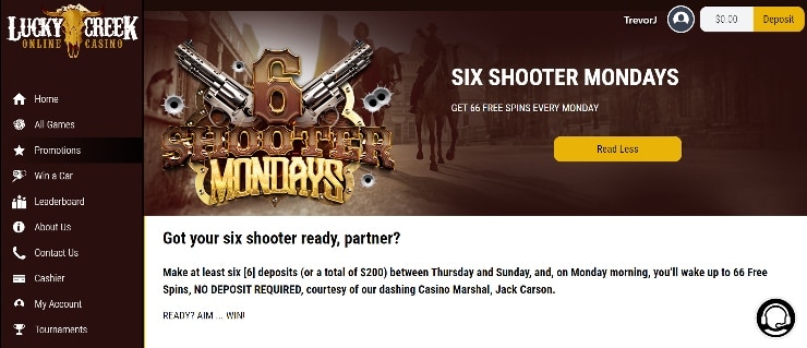 Lucky Creek Casino Review Reload Bonus
