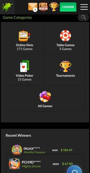 Raging Bull promo codes Mobile