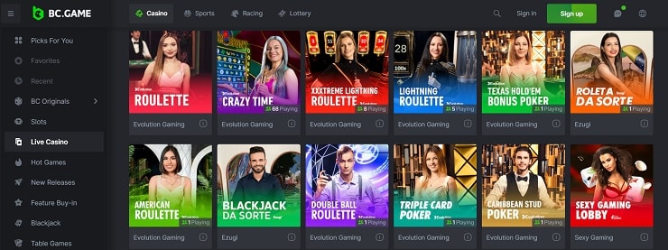 bc game review live casino