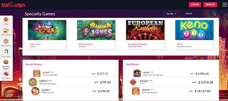 slots of vegas Specialty games